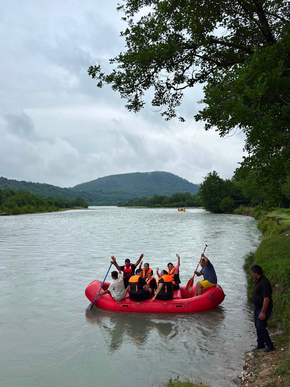 Guests rafting on a Georgian river
